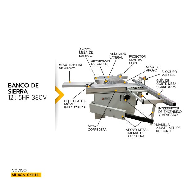 BANCO DE SIERRA XCALIBUR 12" 3HP 220V MOD.MI-XCA-052888 - Imagen 5