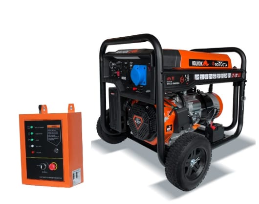GENERADOR BENCINERO KOLVOK 6.5KVA 220V P/ELECTRICA + ATS MOD.GO70GTA
