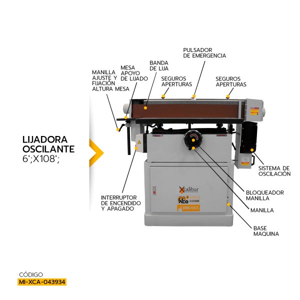 LIJADORA OSCILANTE XCALIBUR 3HP 220V DE 6"x108" MOD.8630206 - Imagen 4