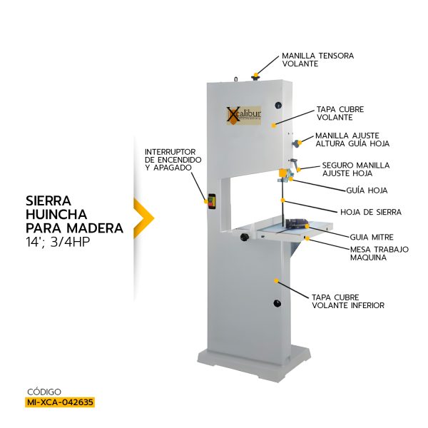 SIERRA BANDA/HUINCHA XCALIBUR 18" 1.5HP 220V MOD.8700101 - Imagen 2