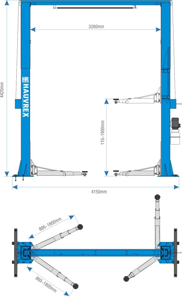 ELEVADOR 2 COLUMNAS HAUVREX 5000KG 220V MOD.HTL3150 - Imagen 2