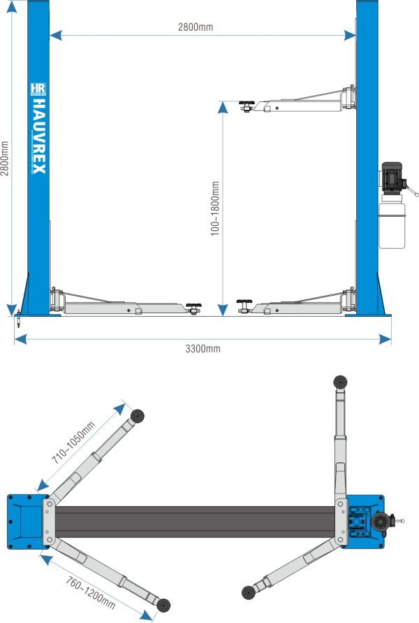 ELEVADOR 2 COLUMNAS HAUVREX 4000KG 220V MOD.HTL2040 - Imagen 2