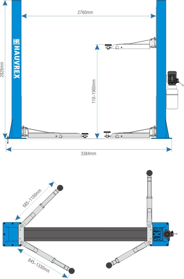 ELEVADOR 2 COLUMNAS HAUVREX 4000KG 220V MOD.HTL2140 - Imagen 2