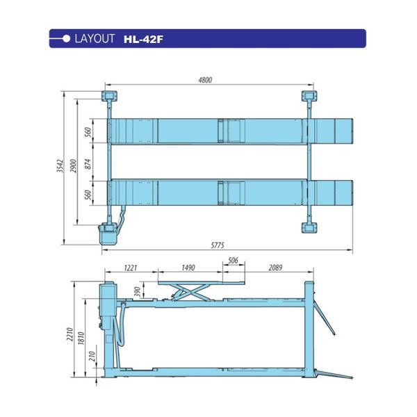 ELEVADOR 4 COLUMNAS ALINEACIÓN HESHBON 4000KG 380V MOD.HL42F - Imagen 2