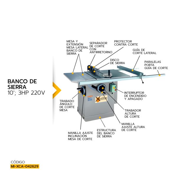 BANCO DE SIERRA XCALIBUR 12" 3HP 380V MOD.8070101 - Imagen 2