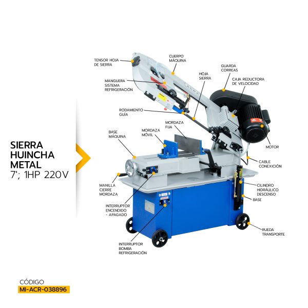 SIERRA HUINCHA BANDA DE METAL 7" ACRA 1HP 220V MOD.FHBS-712M - Imagen 7