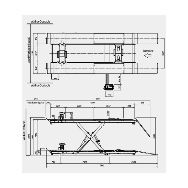 ELEVADOR ALINEACION TIJERA HESHBON 4000KG 220V MOD.HL-53X - Imagen 2