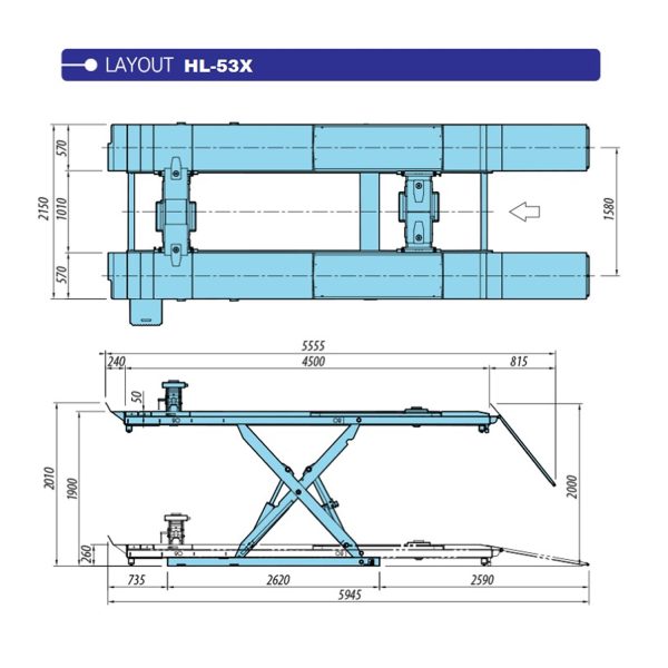 ELEVADOR ALINEACION TIJERA HESHBON 4000KG 220V MOD.HL-53X - Imagen 3
