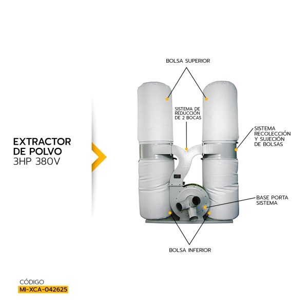 EXTRACTOR DE POLVO XCALIBUR 380V 3HP MOD.UB-201 - Imagen 2