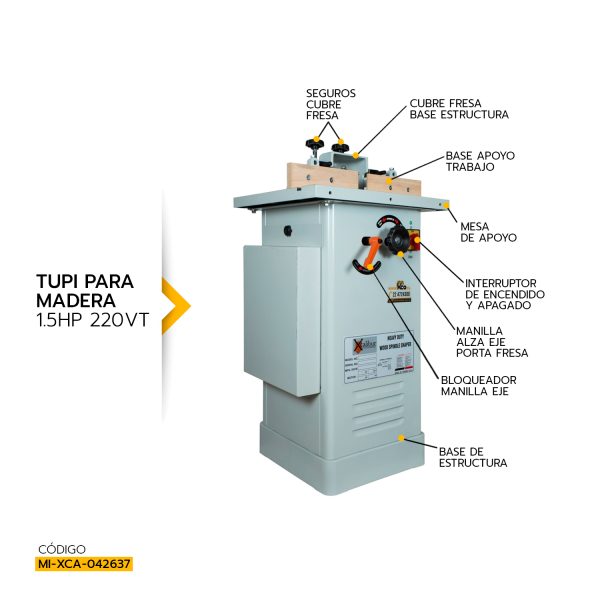 MAQUINA TUPI PARA MADERA XCALIBUR 1.5HP 220V MOD.8350101 - Imagen 5