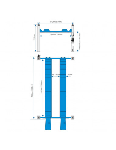 ELEVADOR 4 COLUMNAS ALINEACION HAUVREX 4500KG 220V MOD.HFL4145E - Imagen 2